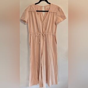 Christy Dawn The Dawn Womens Pale Peach Linen Cropped Wide Leg Jumper Sz Large